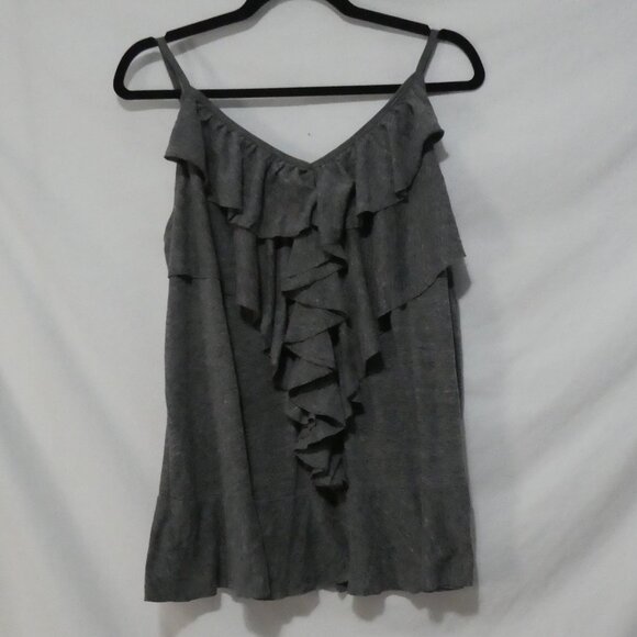 DKNY JEANS | size 14/16 W | Grey Ruffled Spaghetti Strap Top - Picture 1 of 13